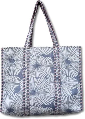 Flower Print Cotton Tote Bag Handmade Boho Bag Market Bag Women Cotton Quilted Tote Bag Traveling Bag Handle Bag