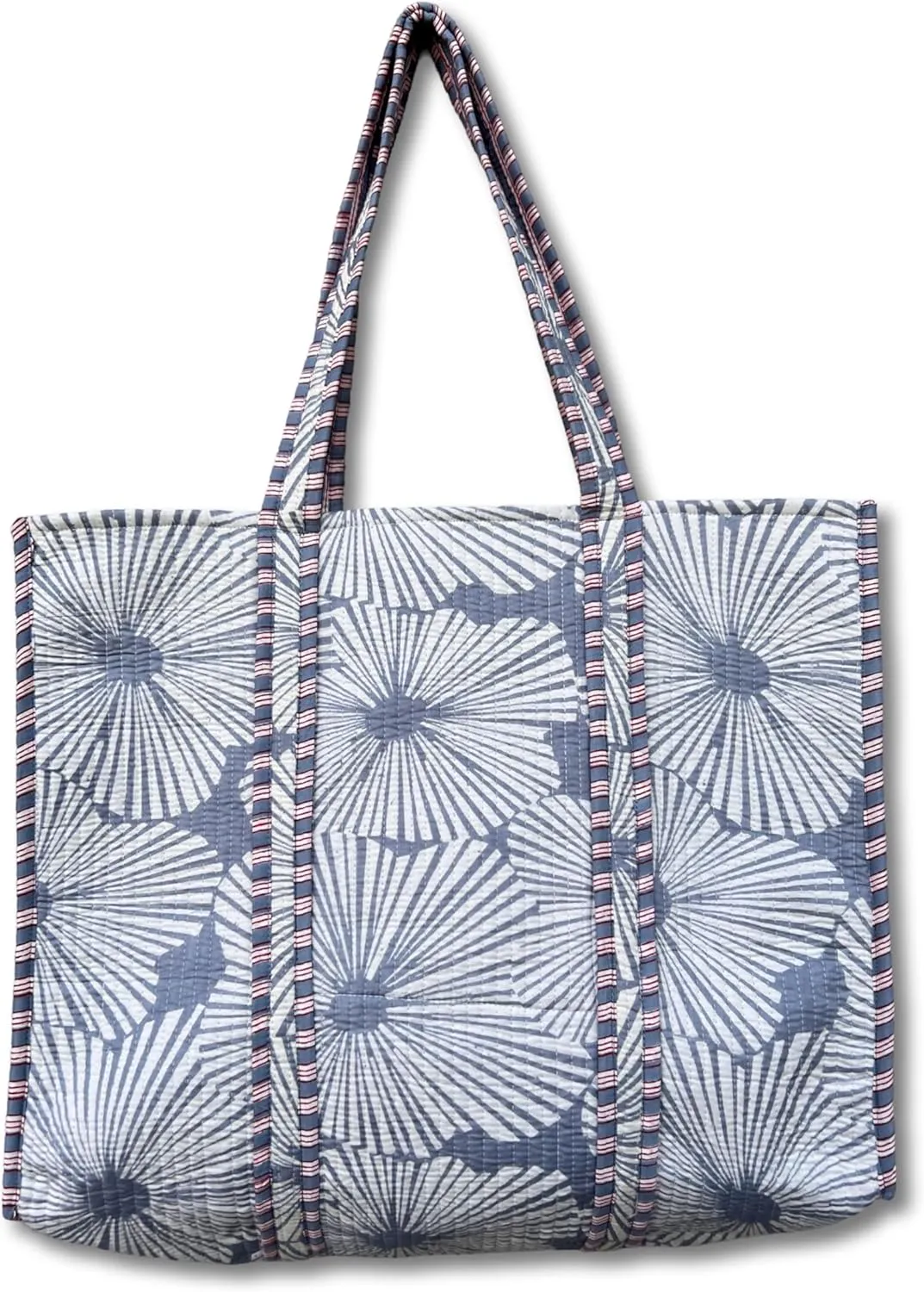 Flower Print Cotton Tote Bag Handmade Boho Bag Market Bag Women Cotton Quilted Tote Bag Traveling Bag Handle Bag