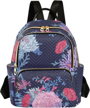Flower Print Travel Backpack for Women Quilted Bookbag Cute Casual Bag Backpack Lightweight Fashionable Women's Backpack (Small Pattren 5)