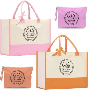 Fokongna Girls Trip 2025 For Women Friend Sister Travel Gifts Canvas Tote Bag Wet Bag for swimsuit Beach Bags Gifts
