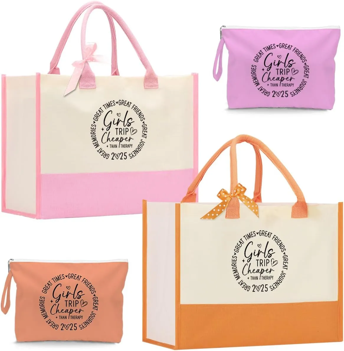 Fokongna Girls Trip 2025 For Women Friend Sister Travel Gifts Canvas Tote Bag Wet Bag for swimsuit Beach Bags Gifts