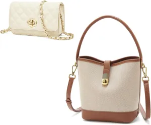 FOXLOVER Fabric Bucket Crossbody Bags and Small Quilted Crossbody Bags for Women
