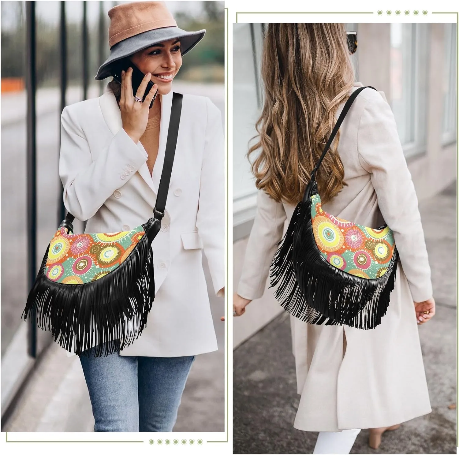 Fringe Bag Crossbody Purse Tassel Western Handbags Hippie Purses for Women Crossbody