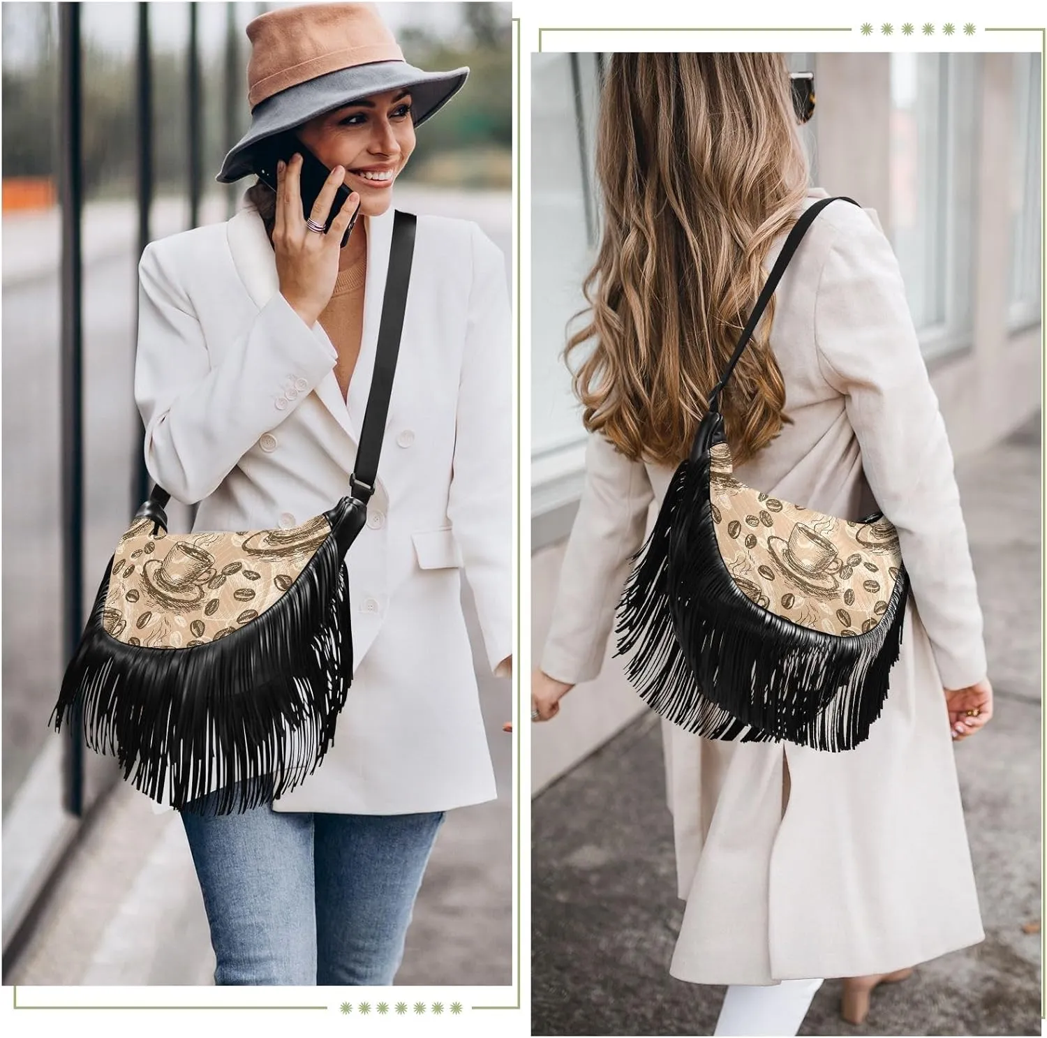 Fringe Bag Crossbody Purse Tassel Western Handbags Hippie Purses for Women Crossbody