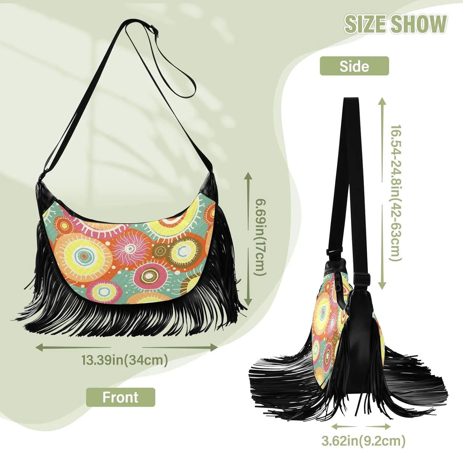 Fringe Bag Crossbody Purse Tassel Western Handbags Hippie Purses for Women Crossbody