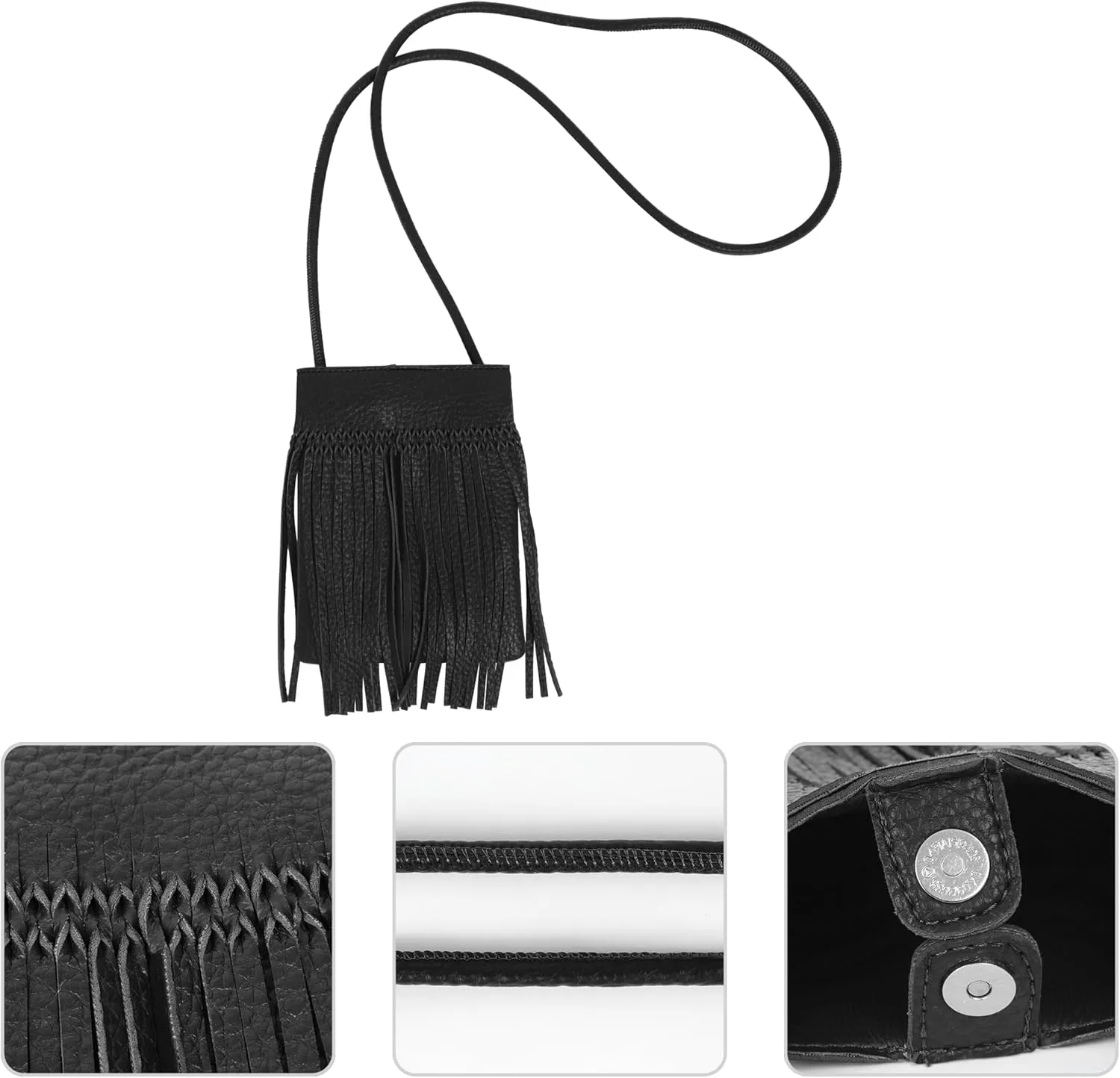 Fringe Crossbody Bag - Small Wallet Phone Bag Faux Soft Leather Shoulder Purse Satchel Sling