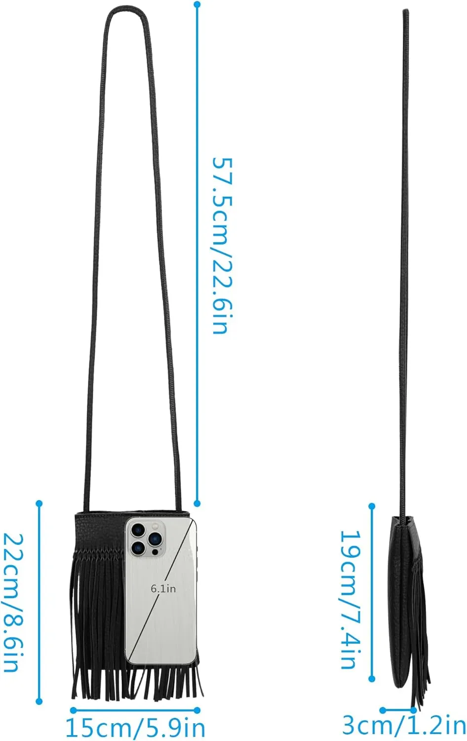 Fringe Crossbody Bag - Small Wallet Phone Bag Faux Soft Leather Shoulder Purse Satchel Sling