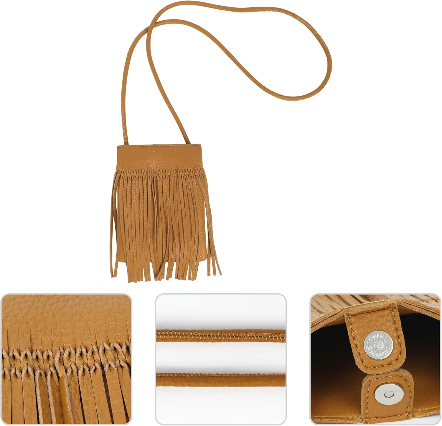 Fringe Crossbody Bag - Small Wallet Phone Bag Faux Soft Leather Shoulder Purse Satchel Sling
