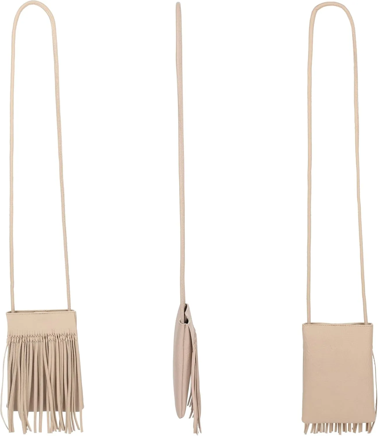 Fringe Crossbody Bag - Small Wallet Phone Bag Faux Soft Leather Shoulder Purse Satchel Sling