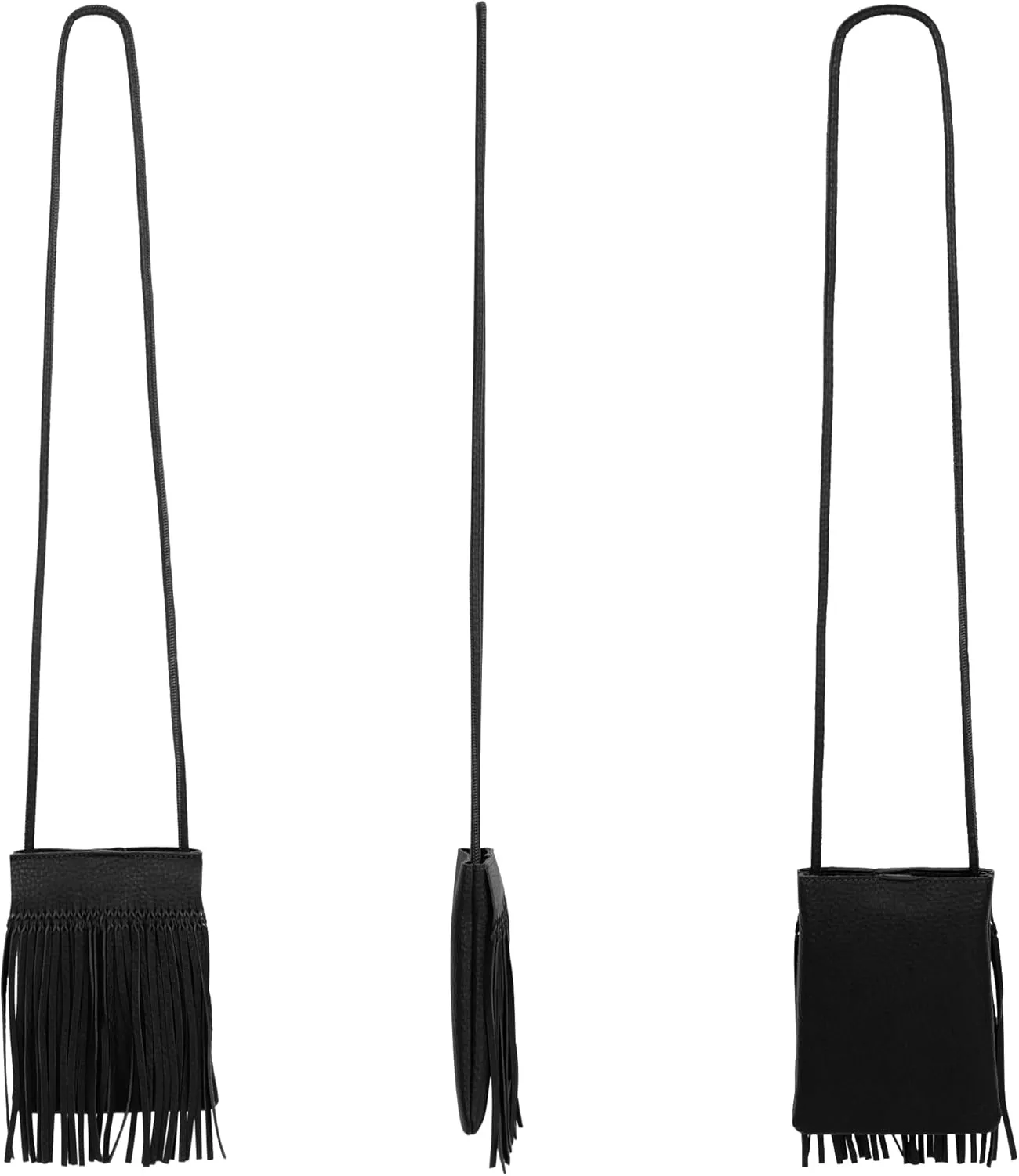 Fringe Crossbody Bag - Small Wallet Phone Bag Faux Soft Leather Shoulder Purse Satchel Sling