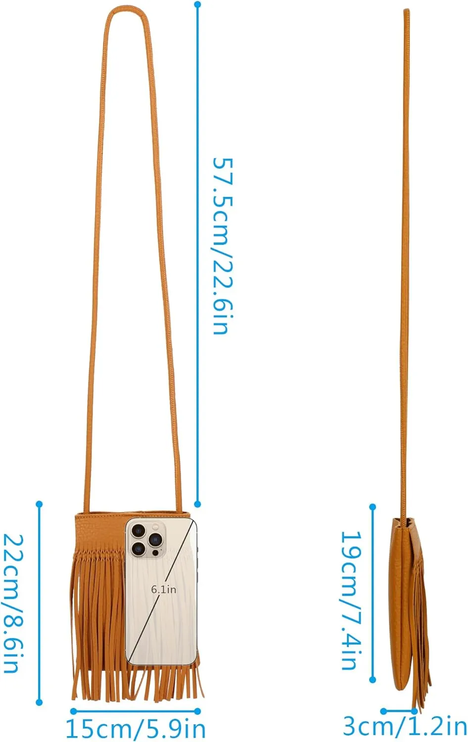 Fringe Crossbody Bag - Small Wallet Phone Bag Faux Soft Leather Shoulder Purse Satchel Sling