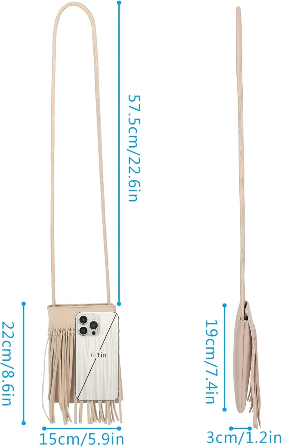 Fringe Crossbody Bag - Small Wallet Phone Bag Faux Soft Leather Shoulder Purse Satchel Sling