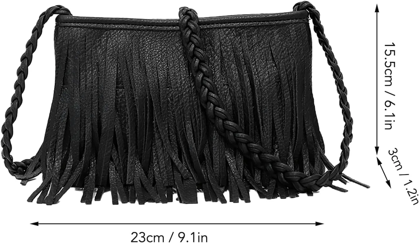 Fringe Tassel Handbag, PU Concise Fringe Tassel Shoulder Bag for Party for Women