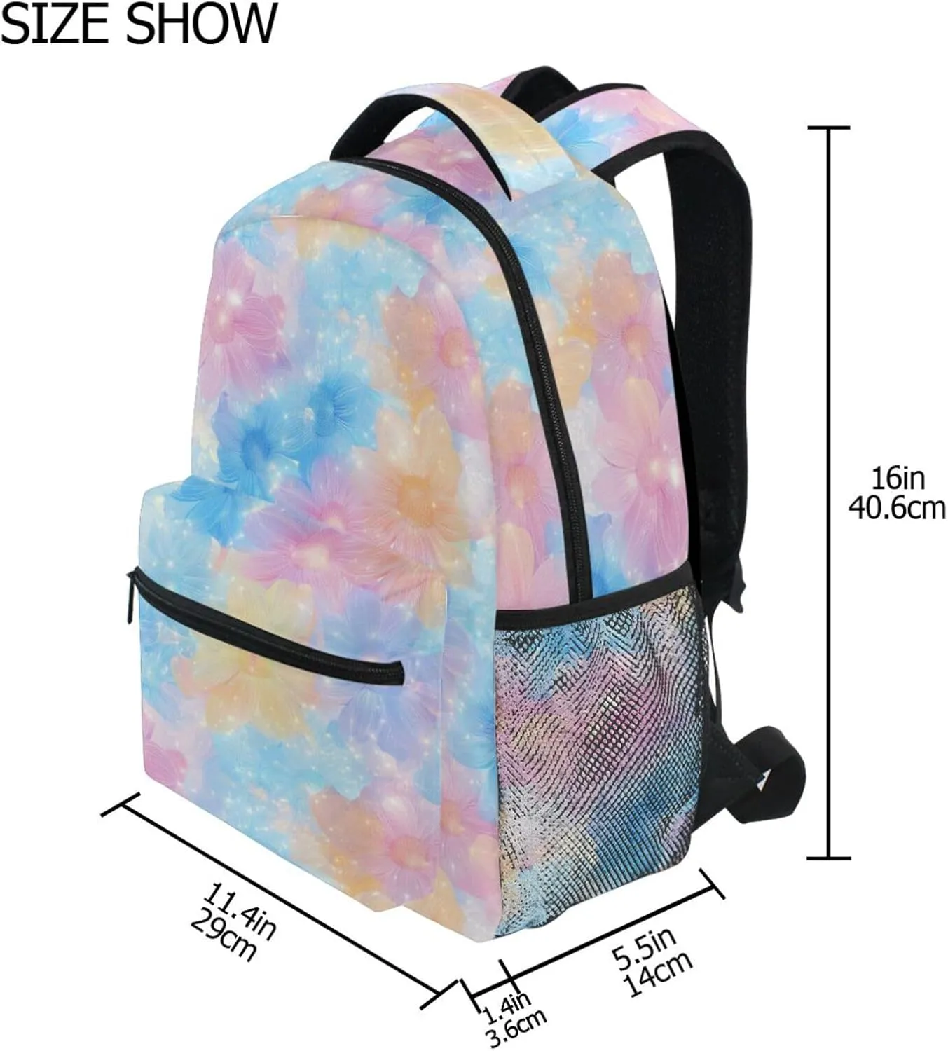Fun Backpack for Men and Women Waterproof Carry On Backpacks with Chest Strap for College Work Parents' Day Beautiful Flowers