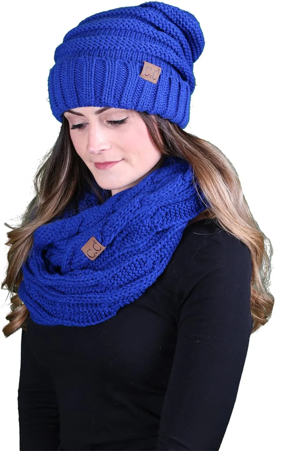 Funky Junque Premium Slouchy Beanie & Infinity Scarf Set - Mothers Day Gift - Warm Winter Bundle