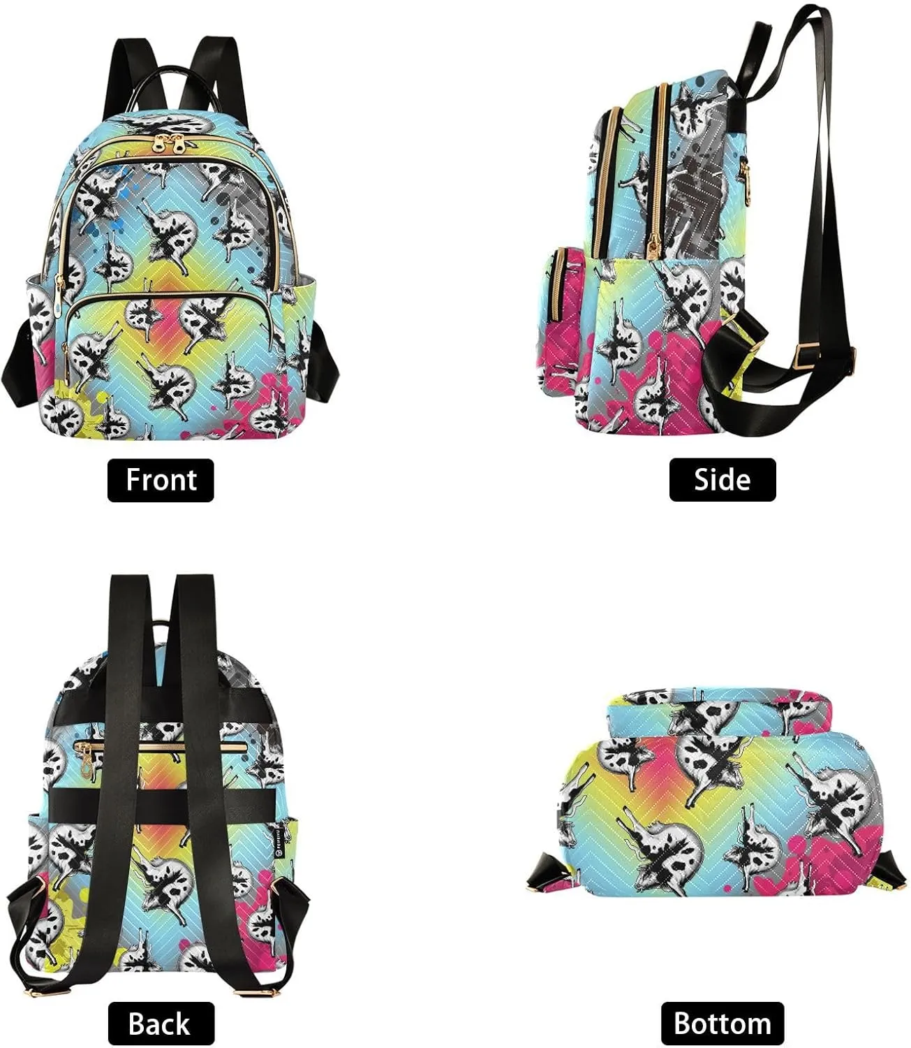 Funny Yoga Cow Mini Backpack for Women, Travel Backpack Purse Daypack Shoulder Bag for Ladies