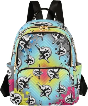 Funny Yoga Cow Mini Backpack for Women, Travel Backpack Purse Daypack Shoulder Bag for Ladies