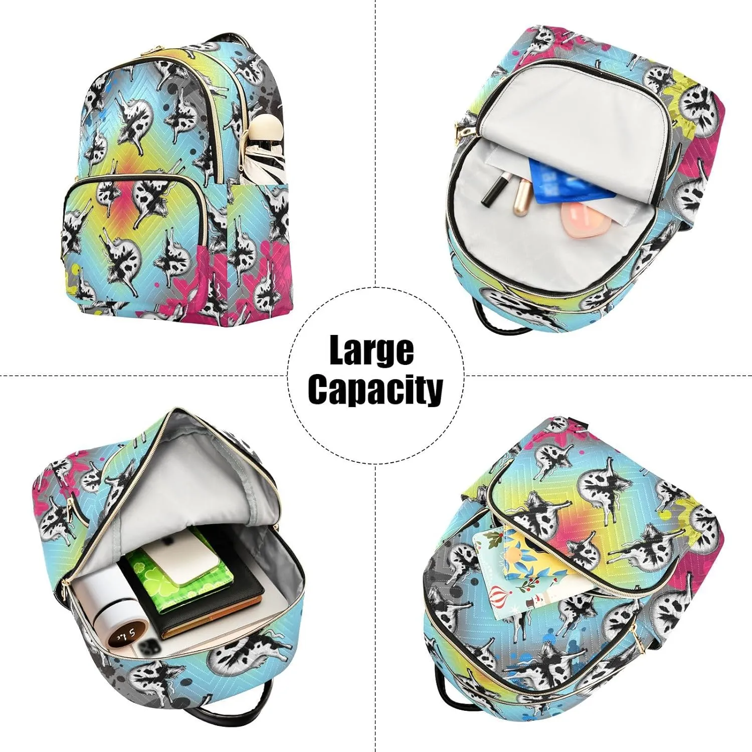 Funny Yoga Cow Mini Backpack for Women, Travel Backpack Purse Daypack Shoulder Bag for Ladies