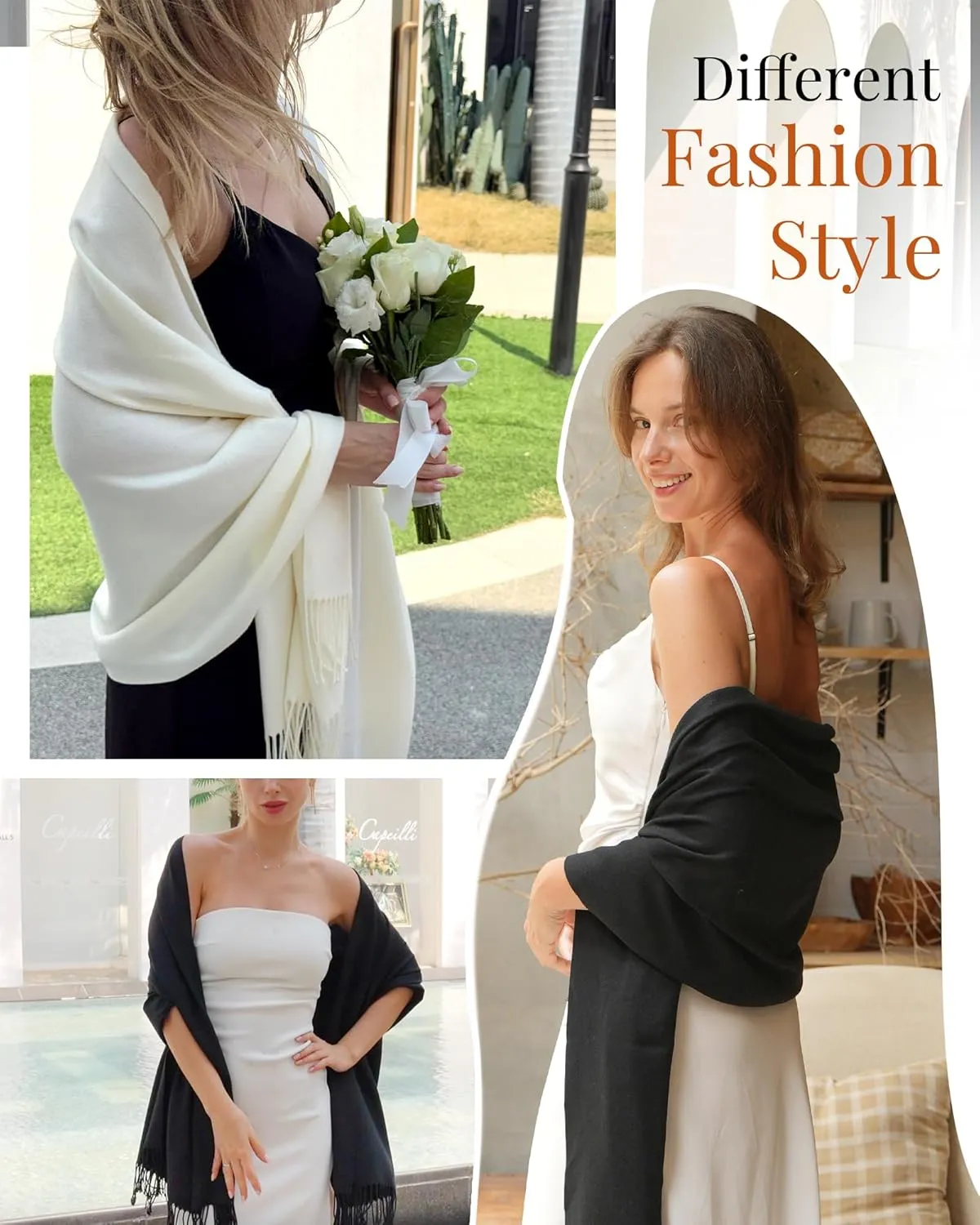 FURTALK Pashmina Shawl Wraps Cashmere Feel Blanket Scarves Fashion Scarf for Women Evening Wedding Bridesmaid Gifts