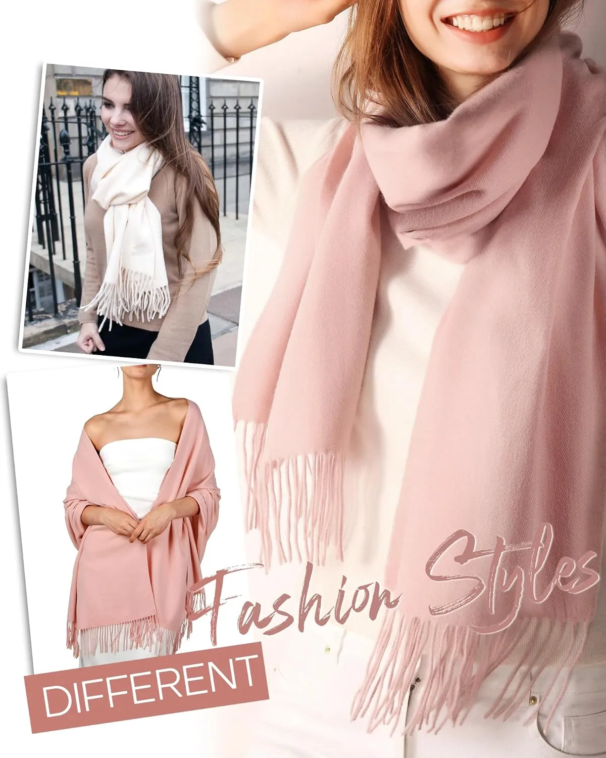 FURTALK Pashmina Shawl Wraps Cashmere Feel Blanket Scarves Fashion Scarf for Women Evening Wedding Bridesmaid Gifts