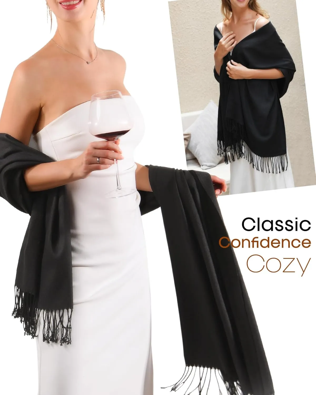 FURTALK Pashmina Shawl Wraps Cashmere Feel Blanket Scarves Fashion Scarf for Women Evening Wedding Bridesmaid Gifts