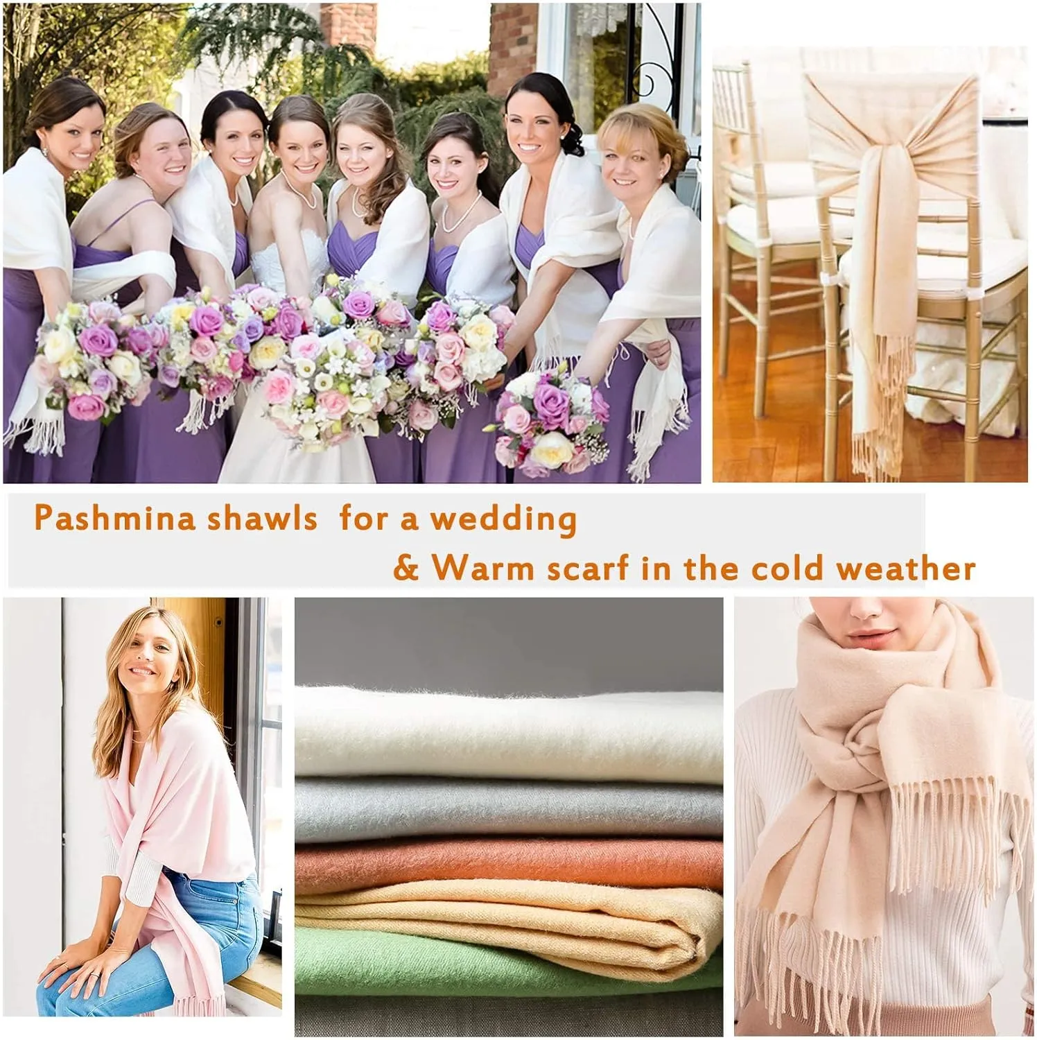 FURTALK Pashmina Shawl Wraps Cashmere Feel Blanket Scarves Fashion Scarf for Women Evening Wedding Bridesmaid Gifts