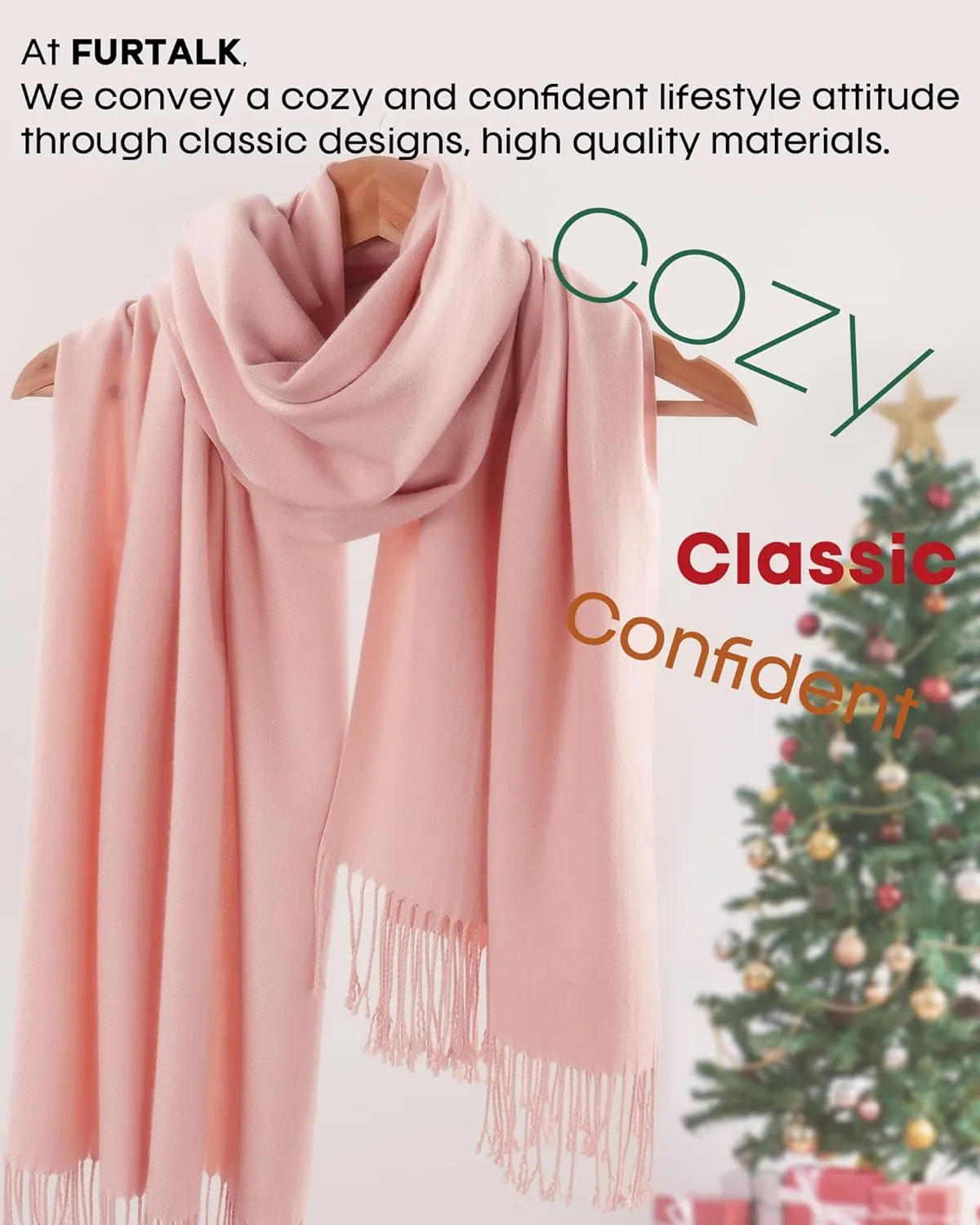 FURTALK Pashmina Shawl Wraps Cashmere Feel Blanket Scarves Fashion Scarf for Women Evening Wedding Bridesmaid Gifts