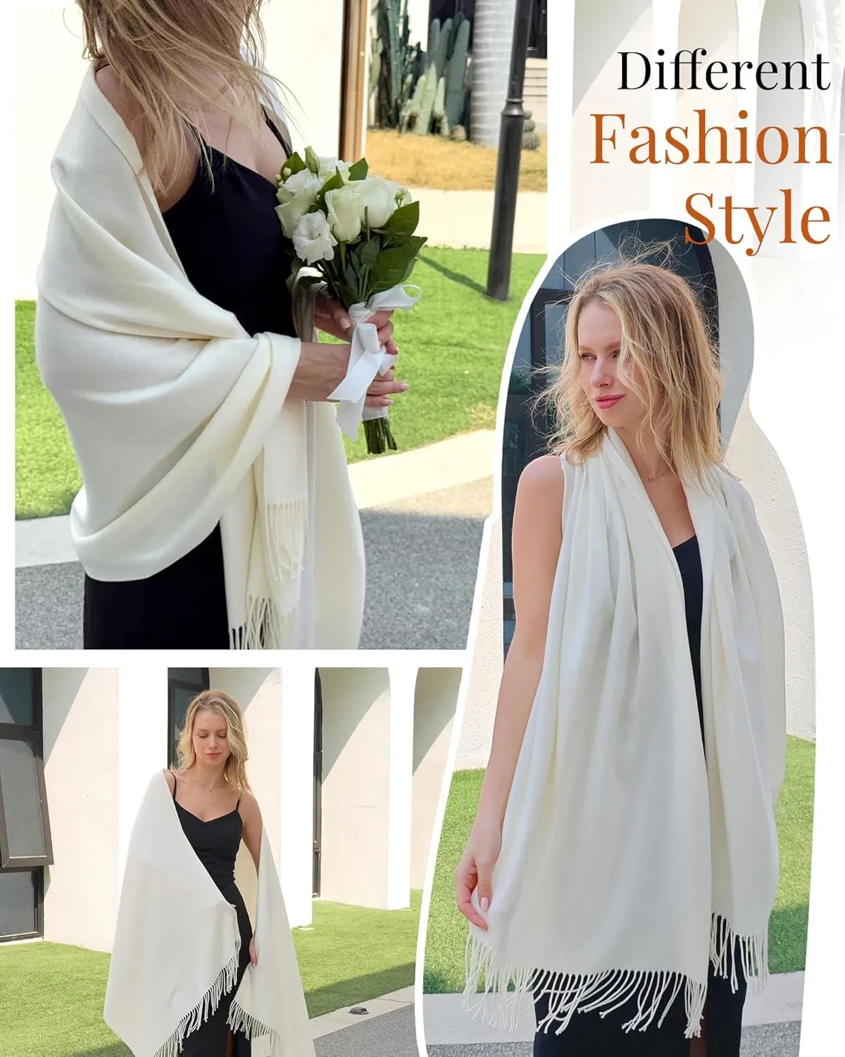 FURTALK Pashmina Shawl Wraps Cashmere Feel Blanket Scarves Fashion Scarf for Women Evening Wedding Bridesmaid Gifts