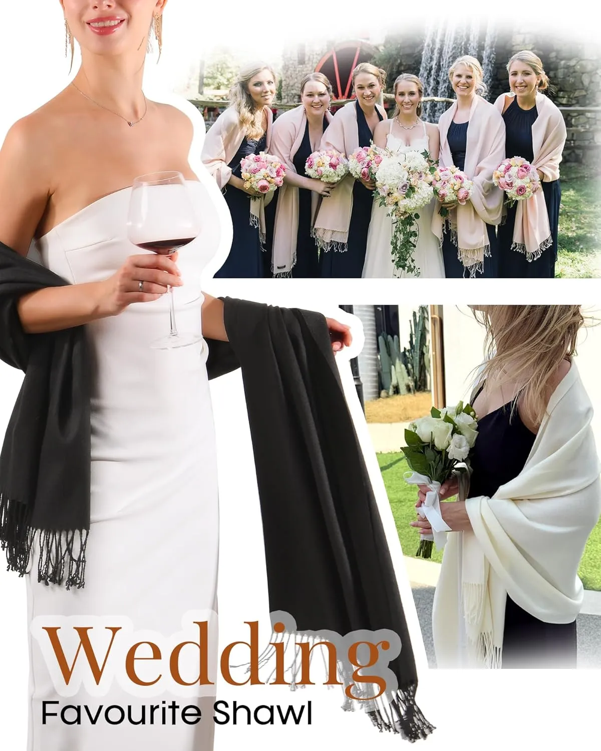 FURTALK Pashmina Shawls and Wraps for Evening Dress Women's Scarf Wedding Bride Bridesmaid Gifts Winter Scarves