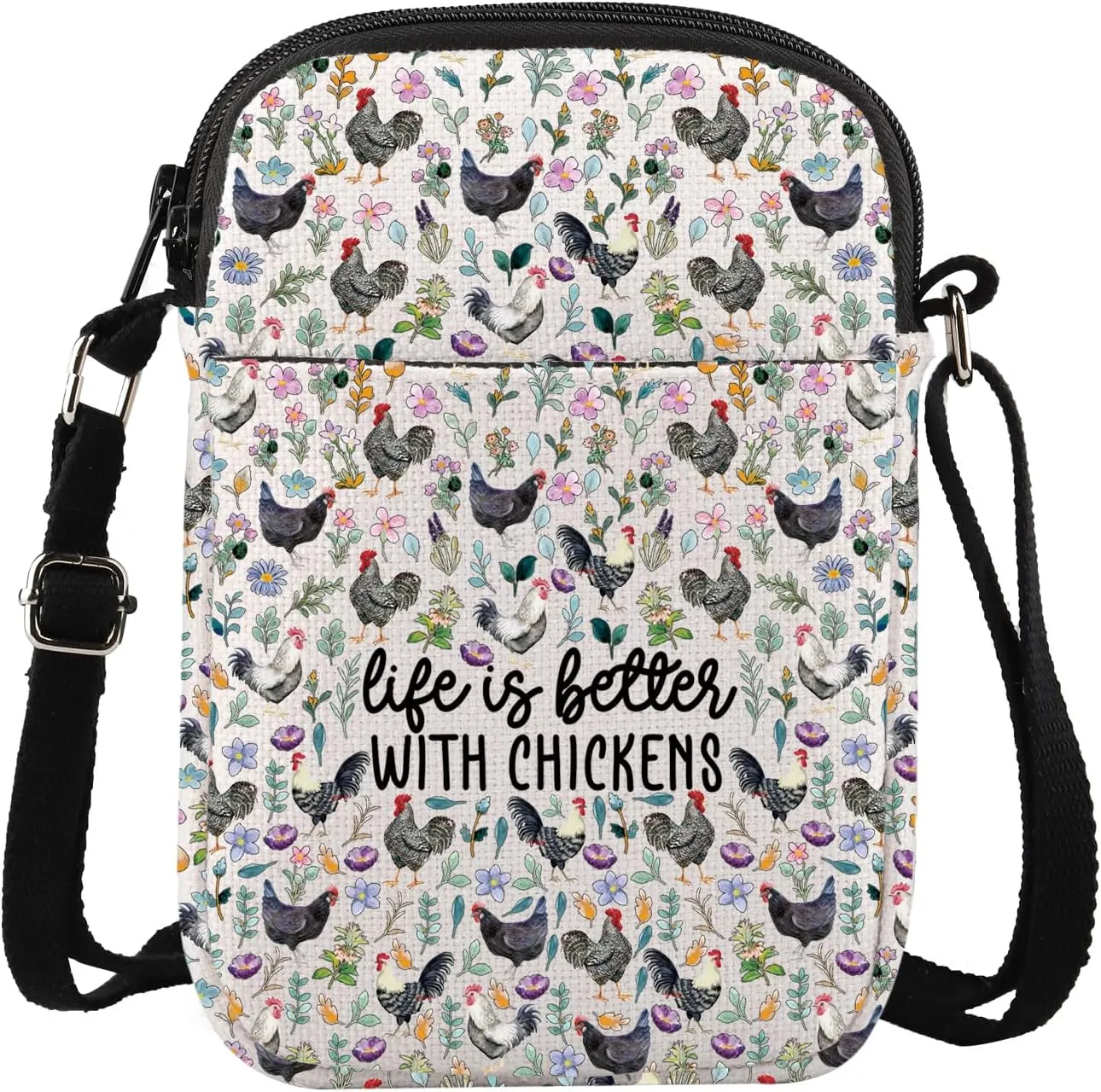 G2TUP Chickens Crossbody Bag Chicken Owner Gift Barnyard Fowl Gift Life Is Better With Chickens Chicken Farmer Messenger Bag