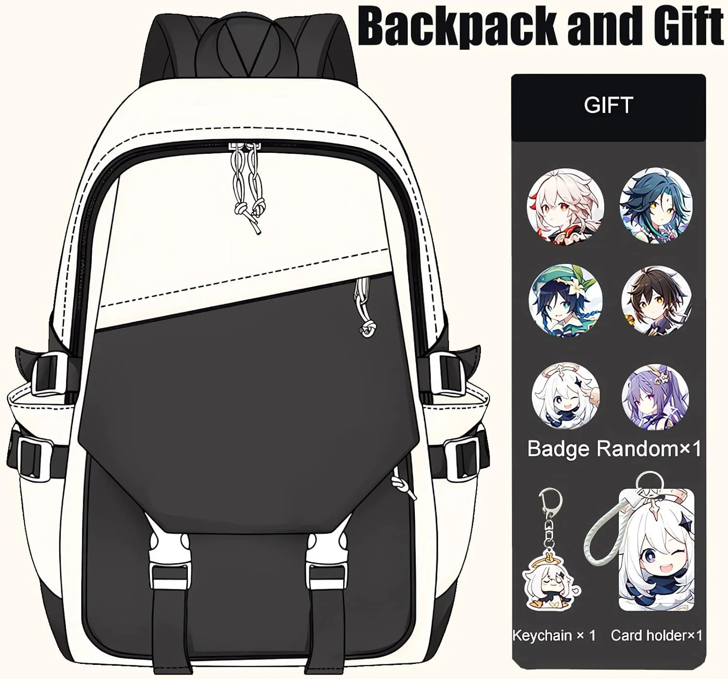 Genshin Impact Backpack Eula Anime Laptop Bookbag Student Backpack 3D Print School Bags Travel Backpack With Gift