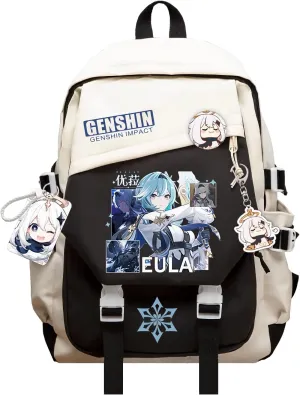 Genshin Impact Backpack Eula Anime Laptop Bookbag Student Backpack 3D Print School Bags Travel Backpack With Gift