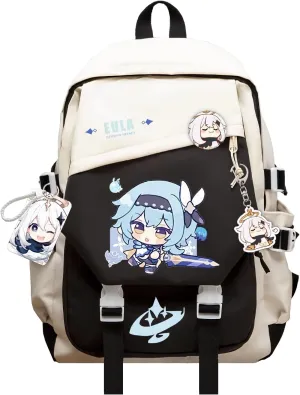 Genshin Impact Backpack Eula Anime Laptop Bookbag Student Backpack 3D Print School Bags Travel Backpack With Gift