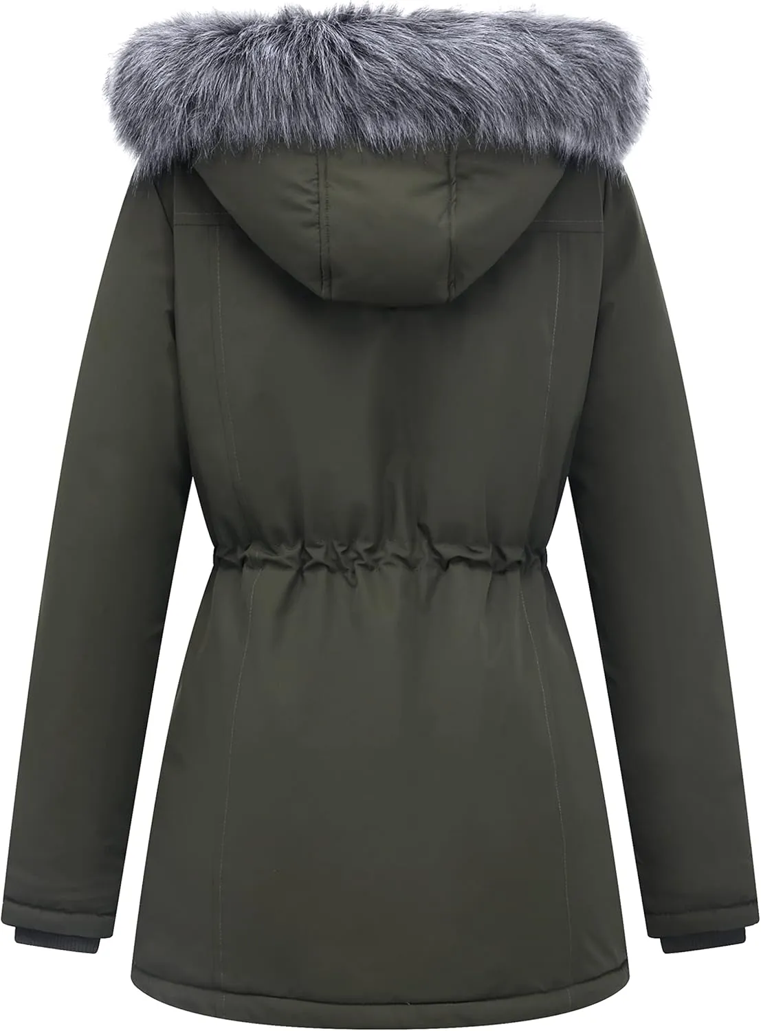 GGleaf Women's Winter Thicken Jacket Quilted Coat Puffer Parka with Faux Fur Trim Hood