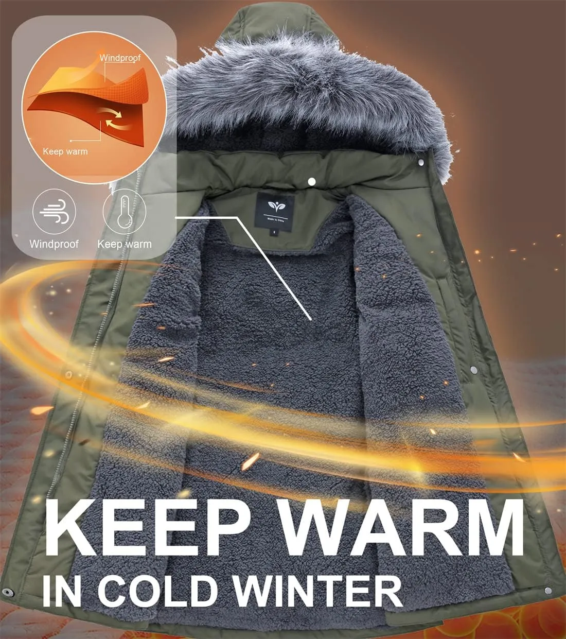 GGleaf Women's Winter Thicken Jacket Quilted Coat Puffer Parka with Faux Fur Trim Hood