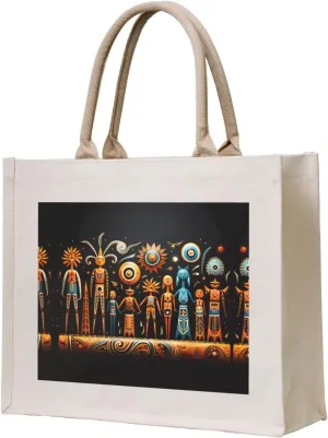 Gift Tote Bag for Women - Canvas Carrying Satchel Handbags/Primitive Totem Print Grocery Bag, for Mom Bridesmaids