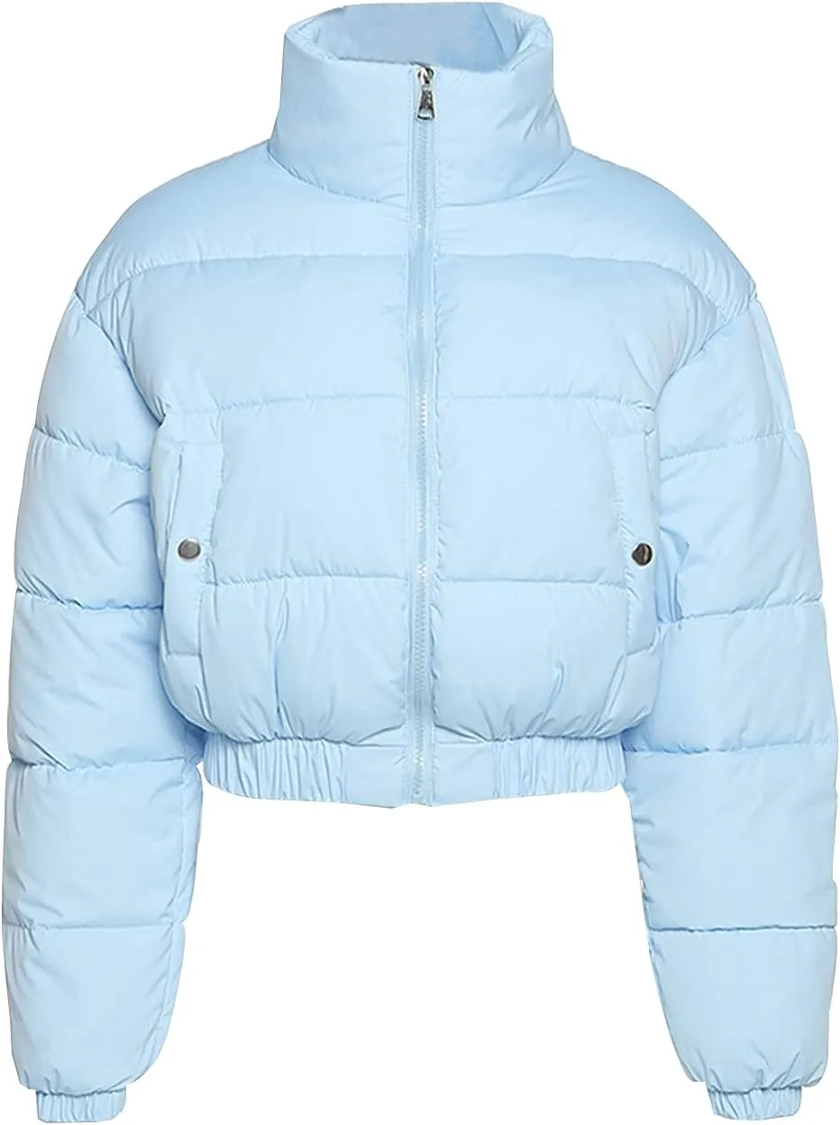 Gihuo Women' s Cropped Quilted Puffer Jacket Outerwear Coats