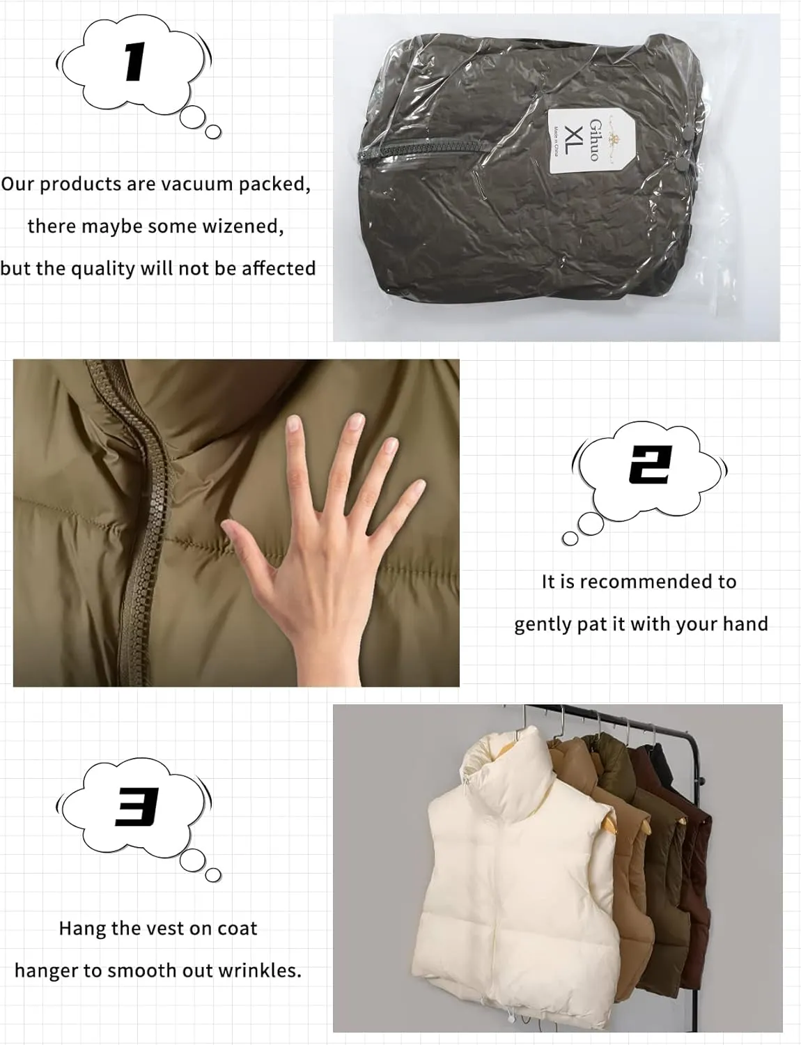 Gihuo Womens Cropped Puffer Vest Winter Crop Vest Lightweight Sleeveless Warm Outerwear Puffer Jacket Padded Gilet