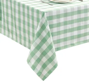 Gingham Tablecloth – Waterproof Rectangle Table Cloth, Wrinkle-Resistant Polyester Checkered Tablecloth, Washable Picnic Table Cover for Dining, Camping, Outdoor (Light Green, 55"×71")