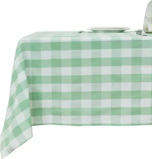 Gingham Tablecloth – Waterproof Rectangle Table Cloth, Yarn-Dyed Cotton Blend Checkered Tablecloth, Wipeclean Washable Picnic Table Cover for Dining, Camping, Outdoor (Light Green, 55"×71")