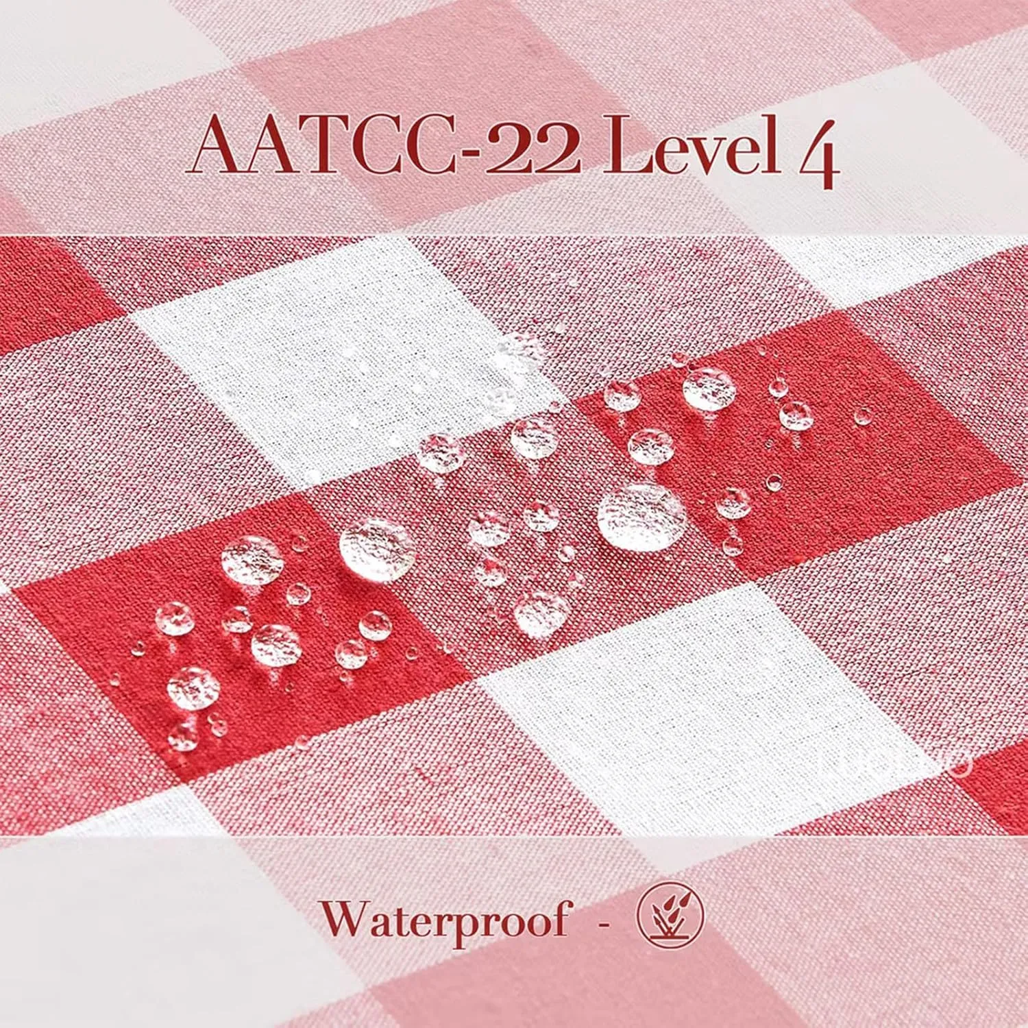 Gingham Tablecloth – Waterproof Rectangle Table Cloth, Yarn-Dyed Cotton Blend Checkered Tablecloth, Wipeclean Washable Picnic Table Cover for Dining, Camping, Outdoor (Red, 55"×71")