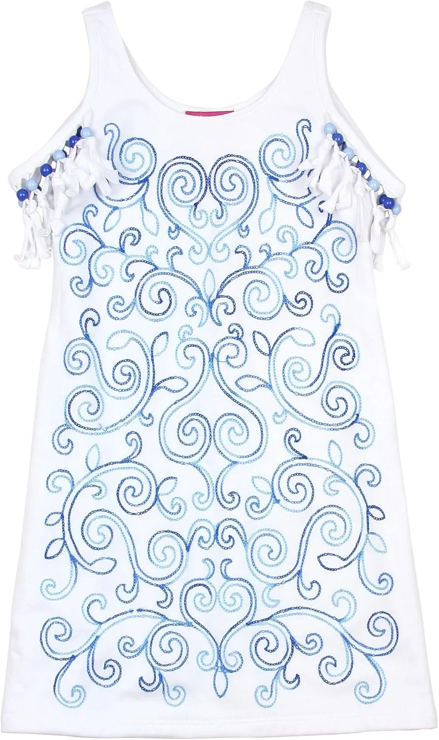 Girls' Dress with Fringe Sleeves Ball Blues, Sizes 7-16