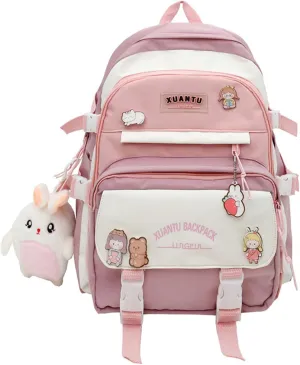 Girls kawaii Backpack for School Aesthetic Backpack for Girls Kids Elementary/Middle School Bag