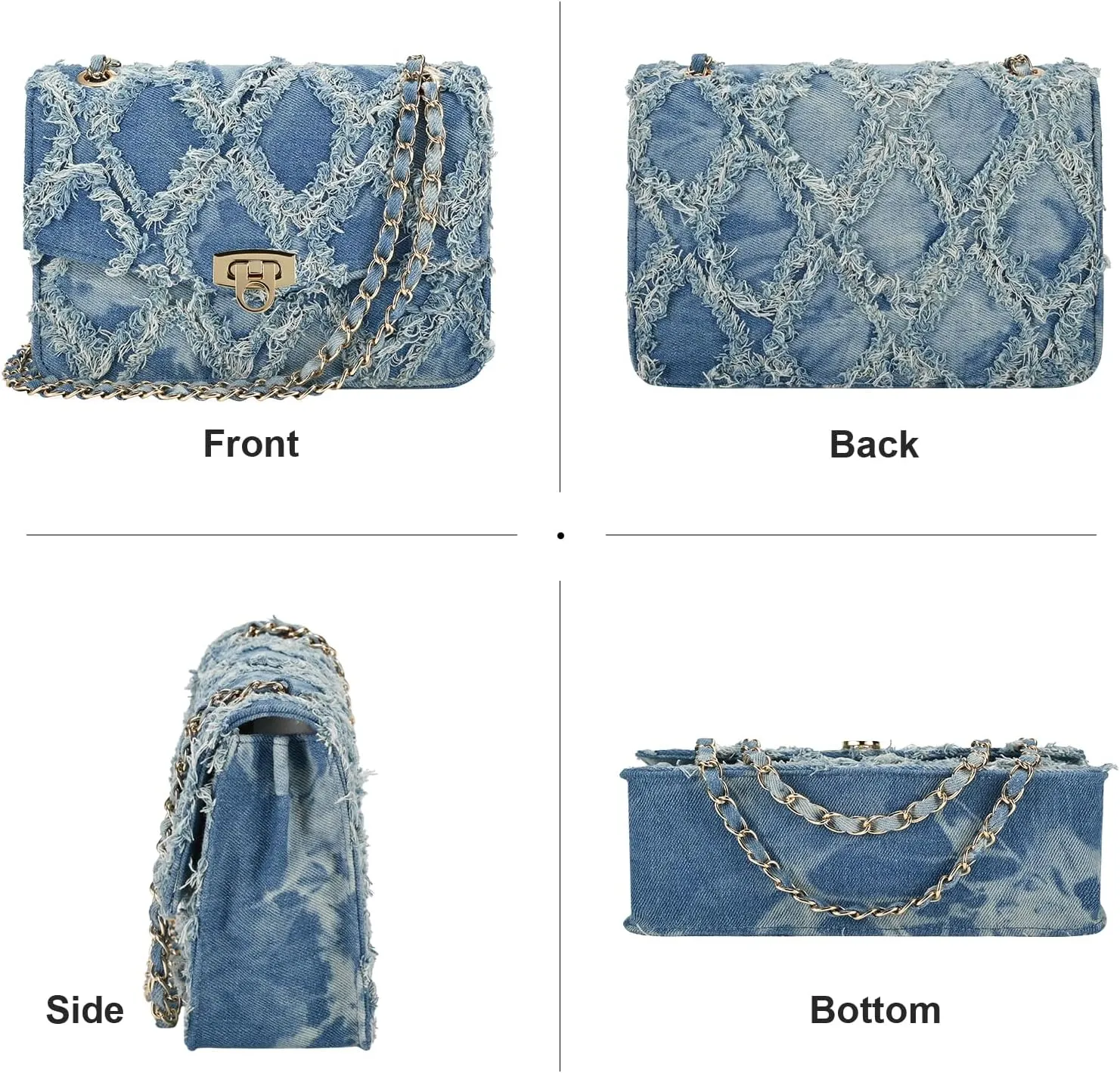 GM LIKKIE Quilted Shoulder Bag for Women, Medium Flap Crossbody Handbag with Chain Strap, Soft Vegan Leather Clutch Purse