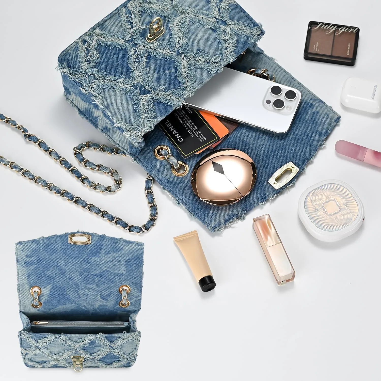 GM LIKKIE Quilted Shoulder Bag for Women, Medium Flap Crossbody Handbag with Chain Strap, Soft Vegan Leather Clutch Purse
