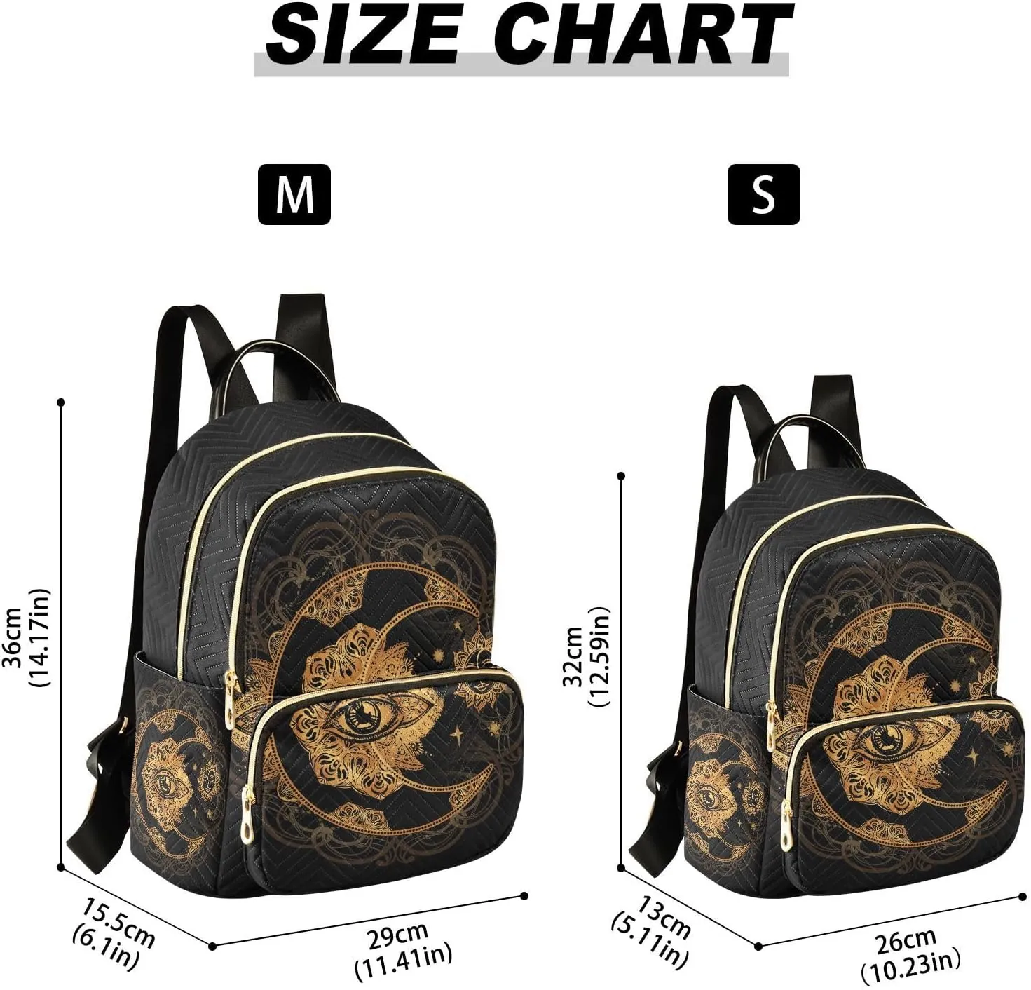 Golden Moon and Sun Mandala Mini Backpack for Women, Travel Backpack Purse for Ladies Fashion Shoulder Bag Daypack Travel Bag