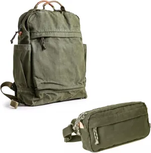 Gootium Canvas Backpack x Crossbody Pack - Casual Vintage Style Cloth Daypack Combo