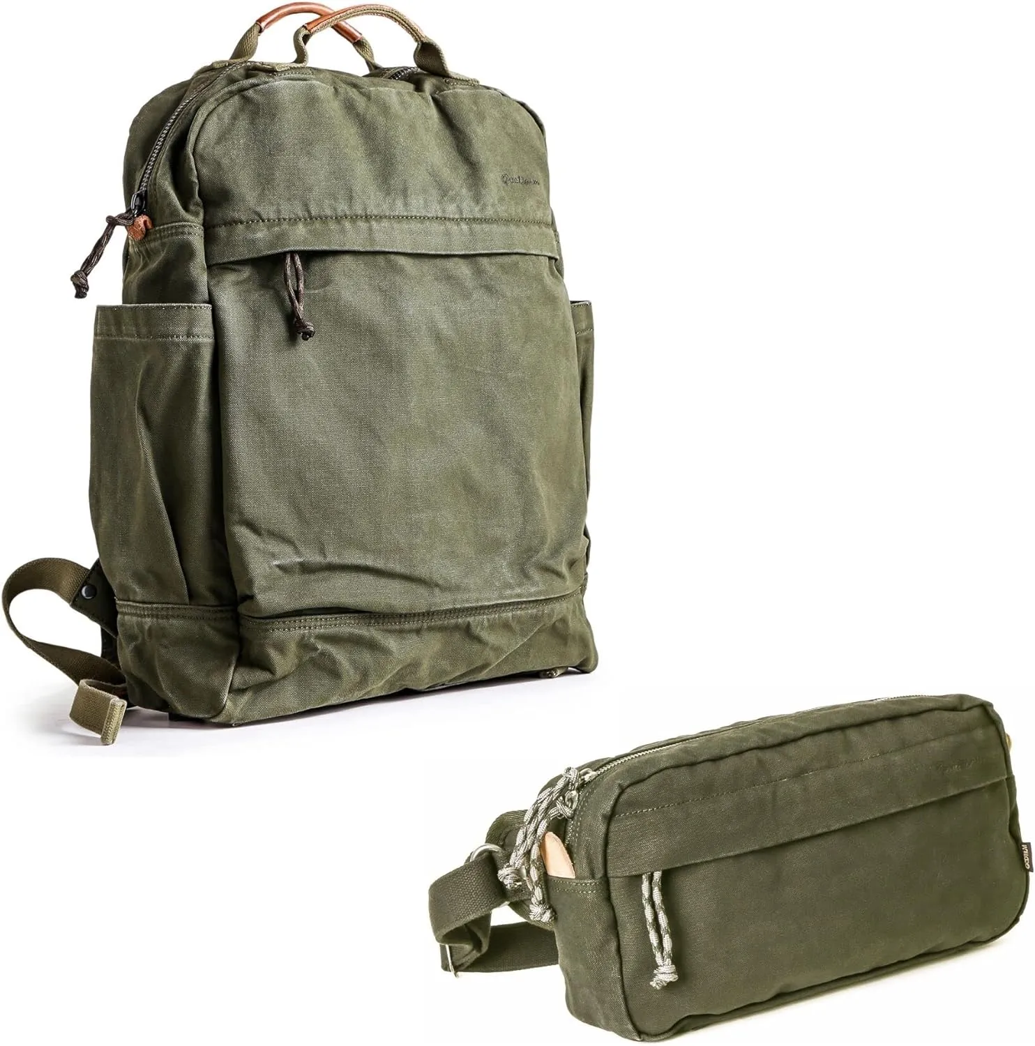 Gootium Canvas Backpack x Crossbody Pack - Casual Vintage Style Cloth Daypack Combo