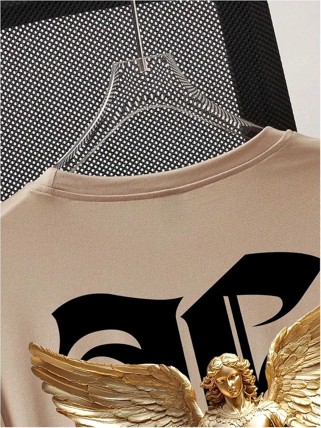 GORGLITTER Men's Novelty Casual Letter Graphic Crewneck T-Shirt Half Sleeve Oversized Tee Top