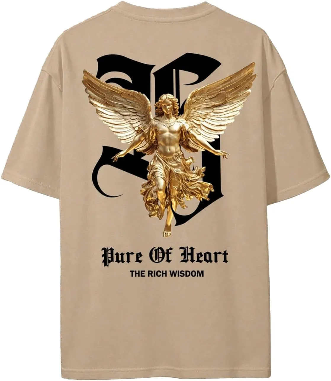 GORGLITTER Men's Novelty Casual Letter Graphic Crewneck T-Shirt Half Sleeve Oversized Tee Top